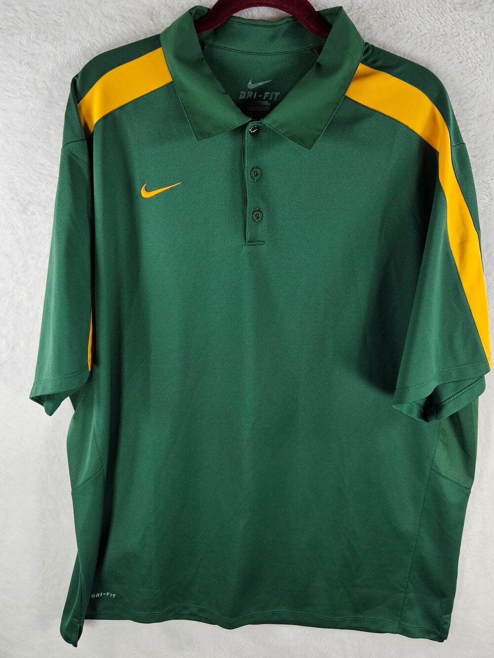 Nike Dri-FIT Polo Shirt Colorblock Green Gold Men's Size 2XL